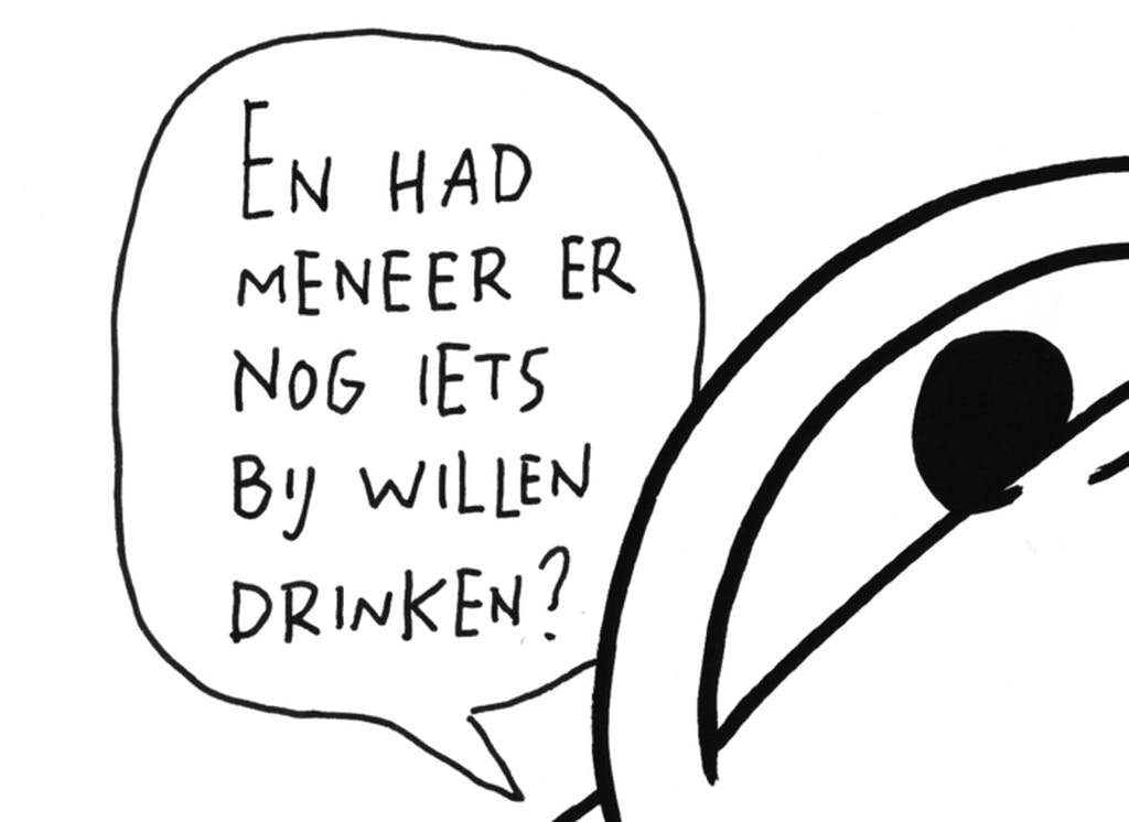 Kamagurka - Kamagurka - En had meneer er nog iets bij willen drinken? - tekening, gesigneerd kopen? Bied vanaf 1!