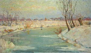 Niet of onleesbaar gesigneerd - Olieverf op doek, Winterlandschap kopen? Bied vanaf 1!