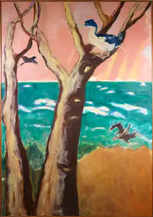 Julie Held - Olieverf op doek, Compositie met vogels - Ingelijst (Groot) verkauft für € 150!