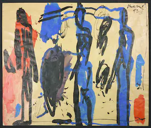 Henning Kürschner - Acryl op papier, Drei Nervöse kopen? Bied vanaf 100!