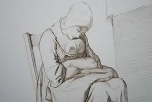 Johannes Heinrich Maria Hubert Rennefeld - Middagslaapje - gravure naar JOZEF ISRAËLS - ingelijst kopen? Bied vanaf 35!
