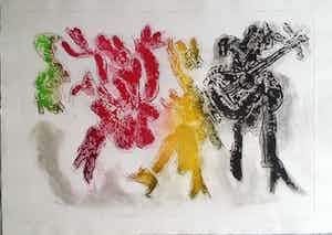 Jan Sierhuis - Tango - mooie zeefdruk van Jan Sierhuis verkocht voor € 85!