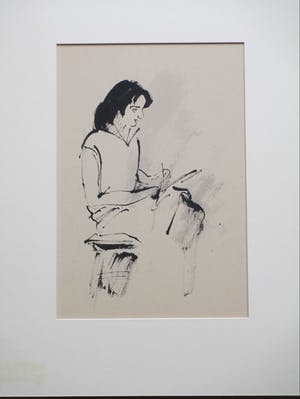 Lili Pieter van Leer - Vrouw in de Tekenklas - Penseel/inkttekening kopen? Bied vanaf 1!
