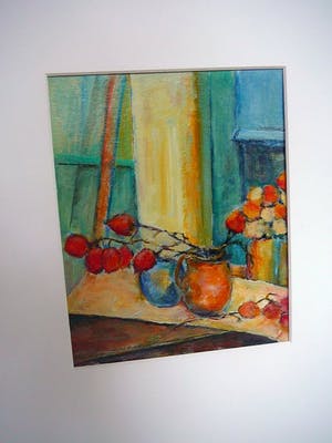 Niet of onleesbaar gesigneerd - Stilleven met lampionnetjes -olieverf op papier- kopen? Bied vanaf 10!