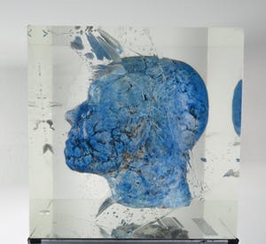 Toon Tullemans - Keramieken hoofd in hars, Der blaue Kopf (Groot en zwaar) kopen? Bied vanaf 350!