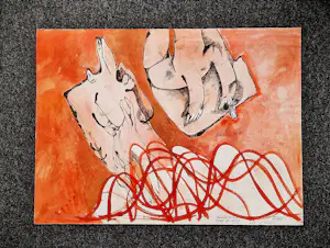 Hannes Postma - grote in 1965 gemaakte Aquarel "geboorte van Venus" gesigneerd kopen? Bied vanaf 76!