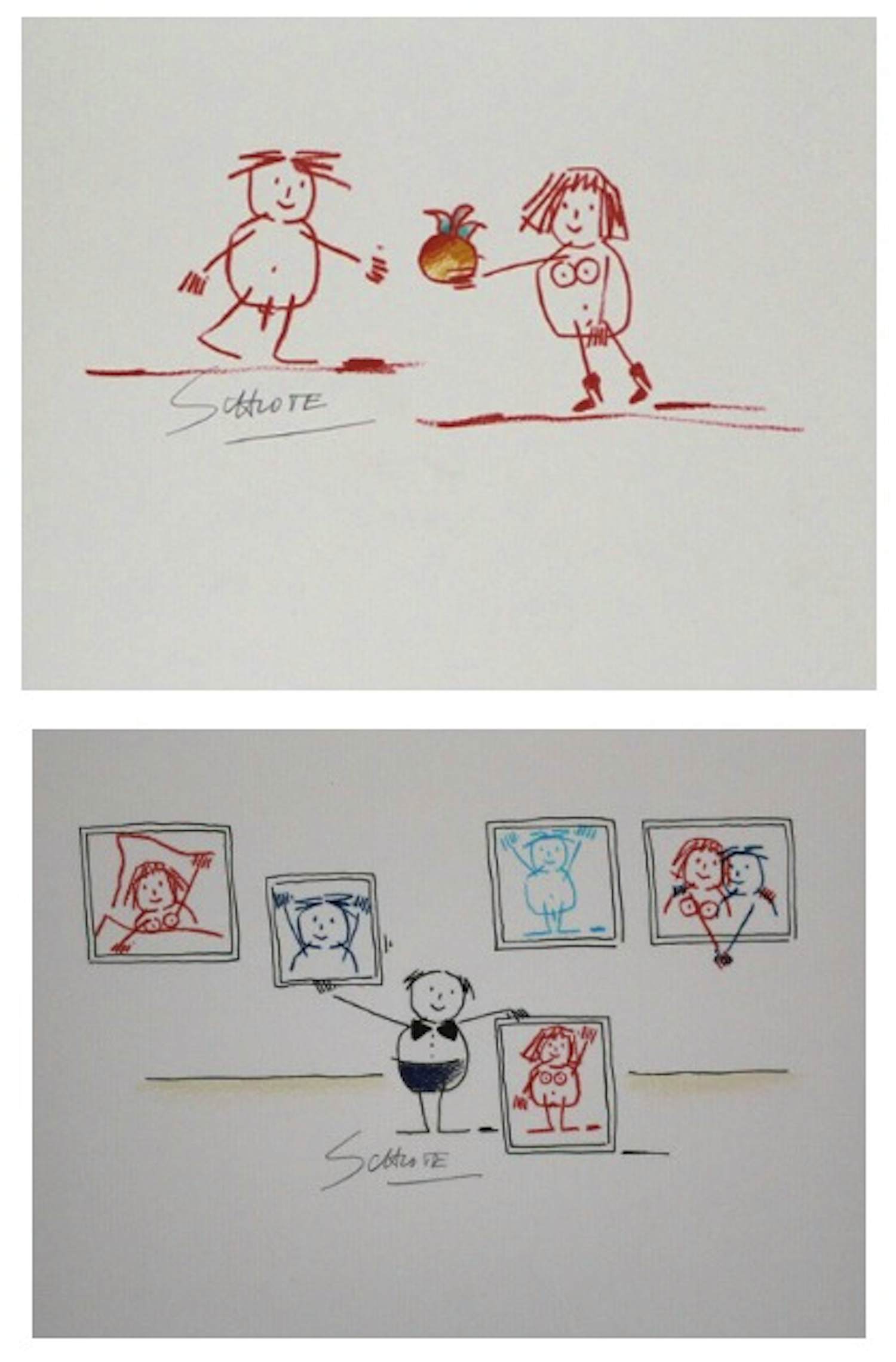Wilhelm Schlote - Twee handgesigneerde giclées: Adam en Eva, Galerist kopen? Bied vanaf 25!