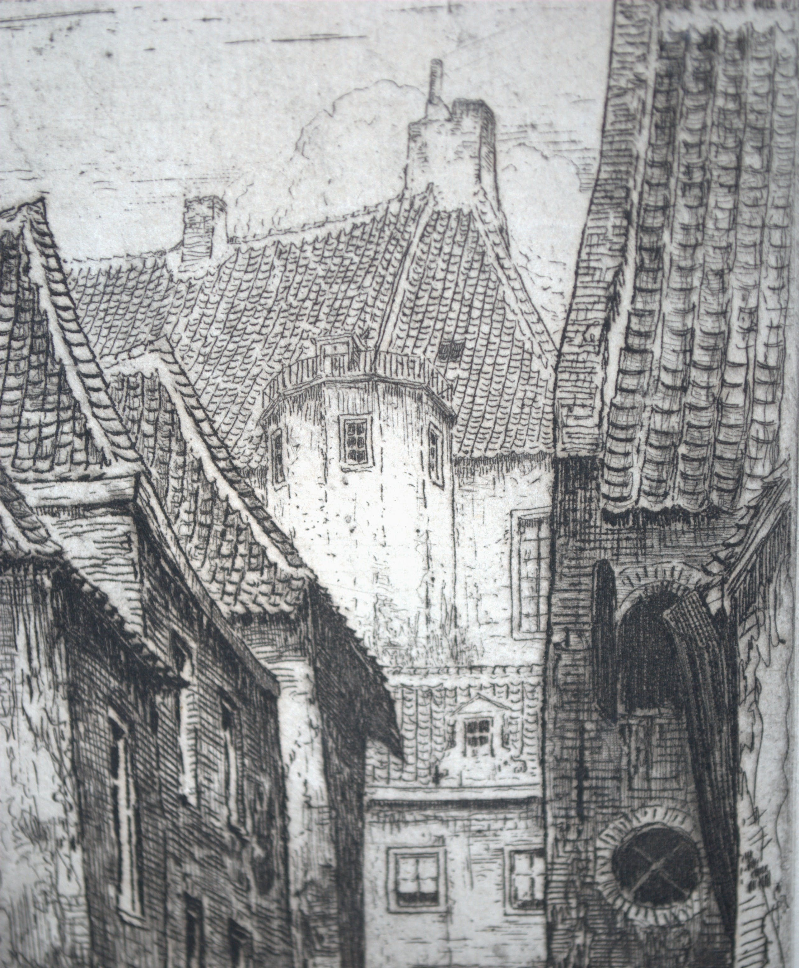 Eugene Lucker - Nijmegen, de Proosthof rond 1918 - ets-eigen druk oplage 100 kopen? Bied vanaf 45!