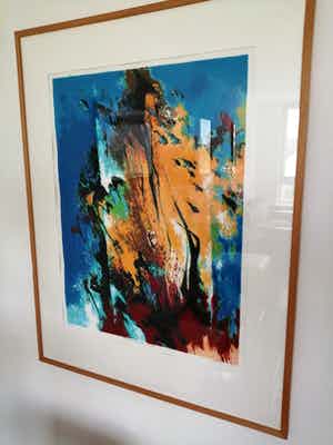 Mattie Schilders - Prachtige kleurrijke grote zeefdruk verkocht voor € 75!