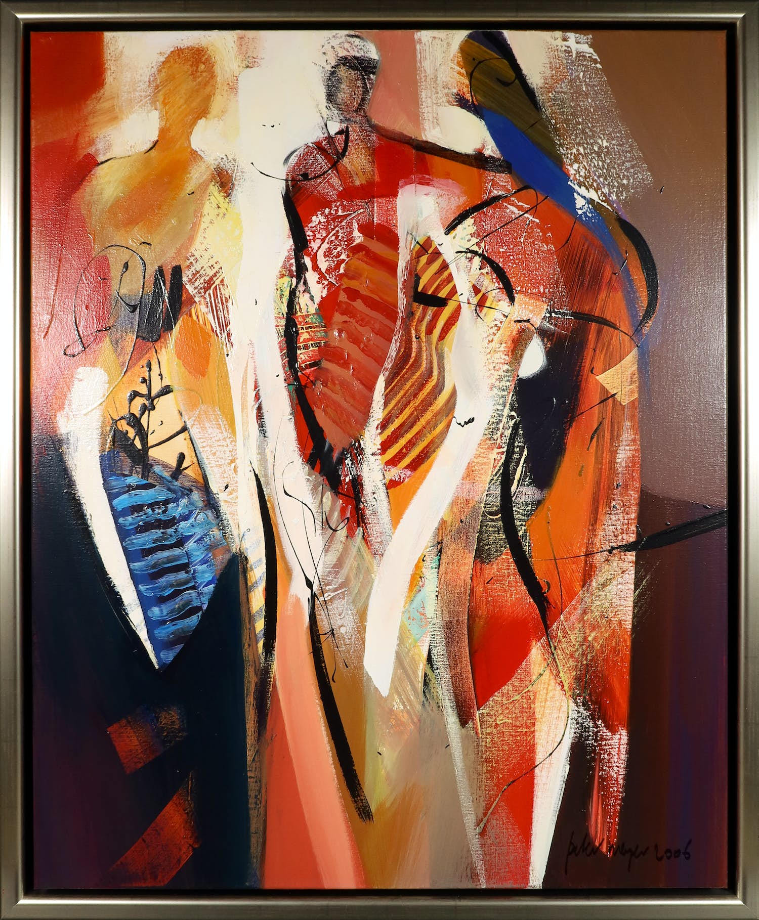 Peter Meijer - Acryl op doek, Figuren - Ingelijst (Groot) verkocht voor € 450!