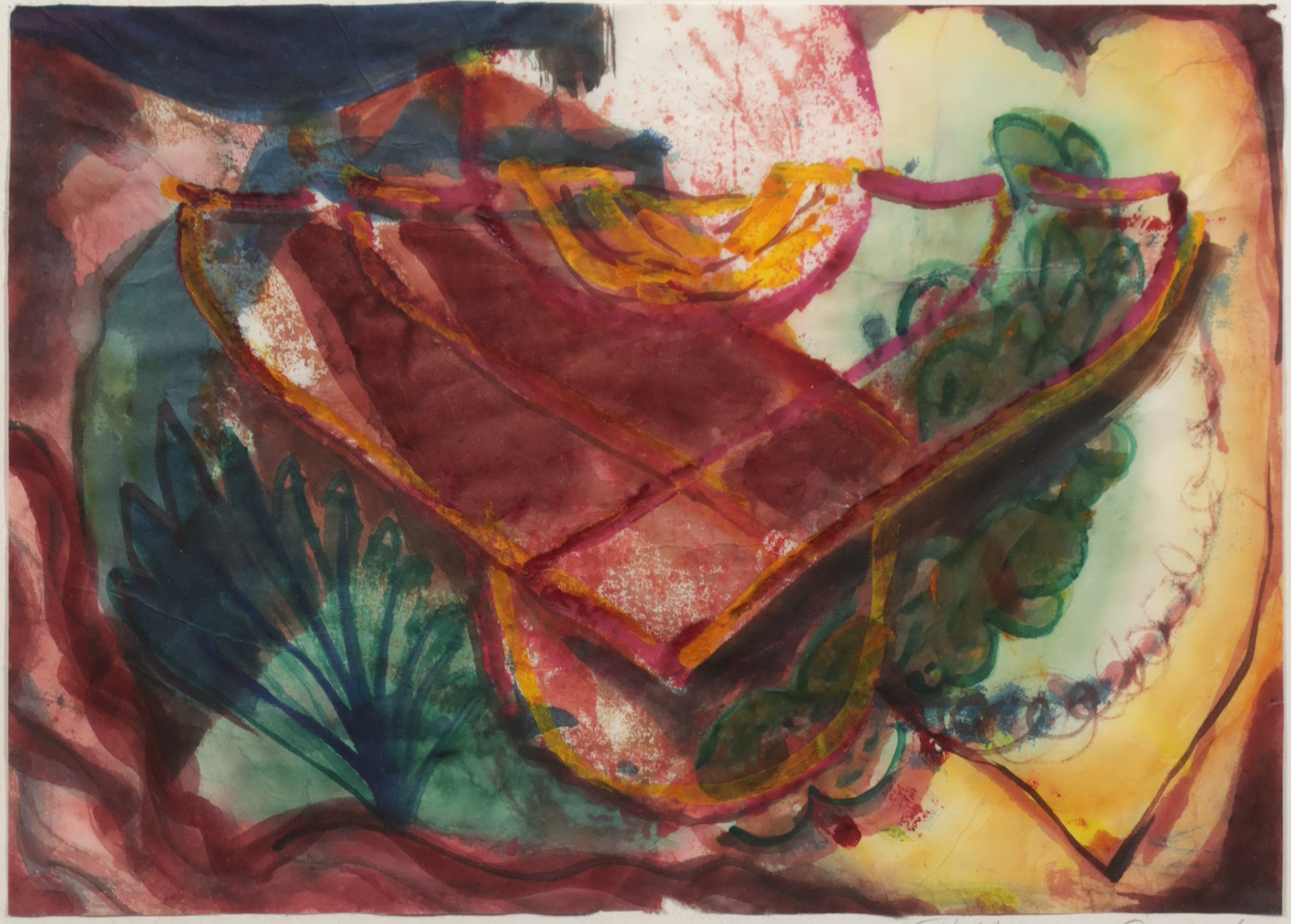 Therese van Gelder - Gouache op dungeschept papier, Zonder titel - Ingelijst kopen? Bied vanaf 1!