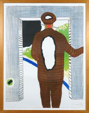 Roger Raveel - Litho, De leegte in een vlek op de rug van een man - Ingelijst verkocht voor € 850!