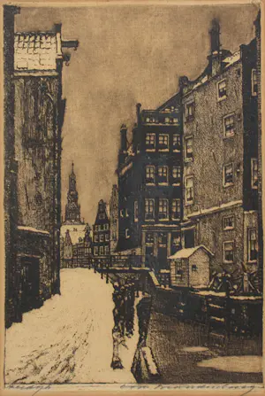 Cornelis Brandenburg - Ets, Lot van drie etsen Utrecht - Ingelijst kopen? Bied vanaf 50!