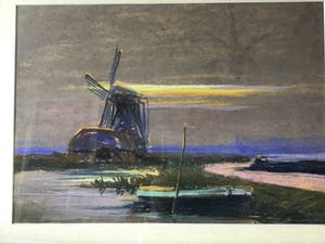 Cornelis Albert van Assendelft - Molen in landschap,pastel op karton kopen? Bied vanaf 80!
