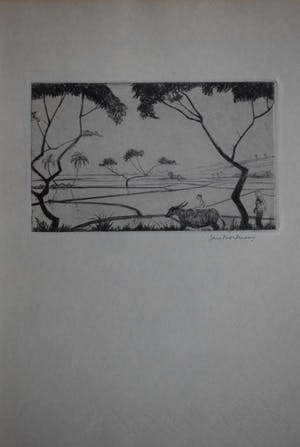 Jan Poortenaar - Ets - Rijstvelden in Indonesië kopen? Bied vanaf 50!