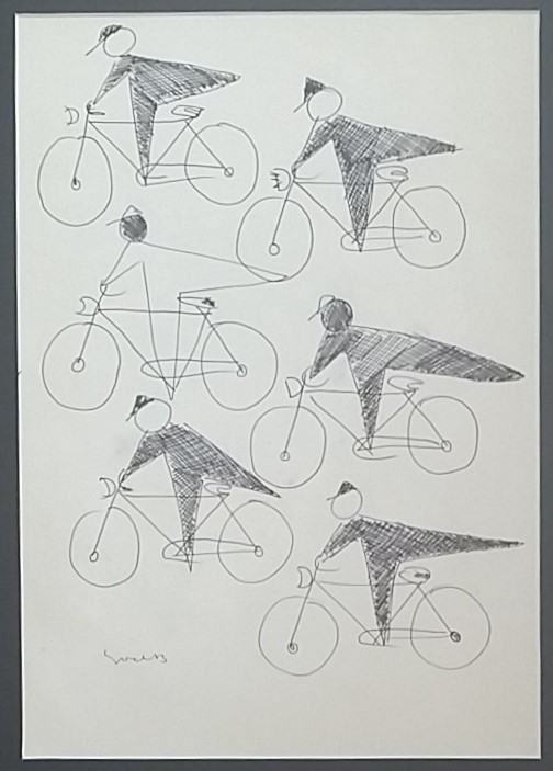 Siep van den Berg - Wielrenners - Inkt op papier kopen? Bied vanaf 175!