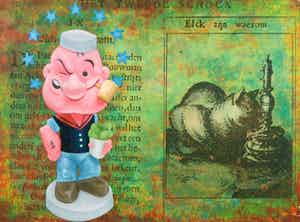 Jan Bollaert - Gemengde techniek op board, Sinnepopey verkocht voor € 80!