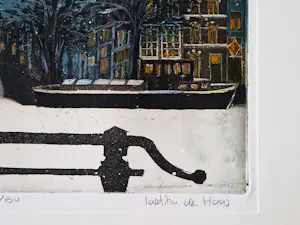 Laetitia de Haas - Sfeervolle kleuren Ets "winteravond Amsterdam" bep. oplage (150) kopen? Bied vanaf 46!
