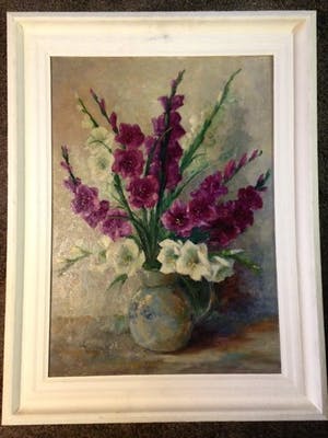 Jan Kelderman - Bos gladiolen op vaas (groot formaat 67 cm x 86 cm) kopen? Bied vanaf 100!