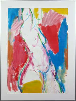 Franscz Witte - Acryl op papier, Zeggen wat niet te zeggen is - Ingelijst verkocht voor € 1!