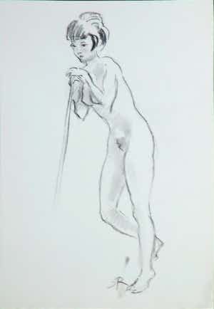 Jan Sluijters (jr.) - Tekening, Leunend naakt verkocht voor € 40!