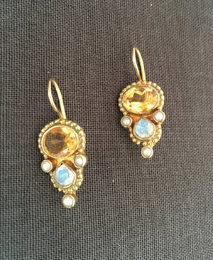 1e gehalte Zilver - vergulde oorhangers met labradoriet en citrien kopen? Bied vanaf 1!