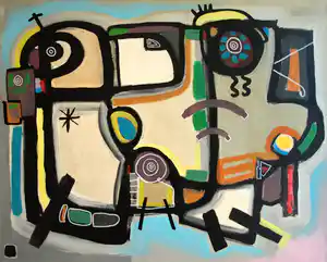 Jasper Banen - Acrylverf op doek , Alleen voor jouw ogen – 2019 – Groot , 80 x 100 cm vendu pour 375€ !