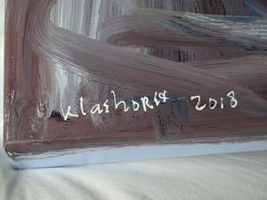 Peter Klashorst - Acrylverf op doek , “Vrouw met Schedel” - GROOT – 2018 – 55 x 100 cm kopen? Bied vanaf 375!