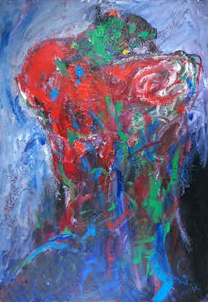 Franscz Witte - Gemengde techniek op karton, Abstract z.t. (Groot) verkocht voor € 1!