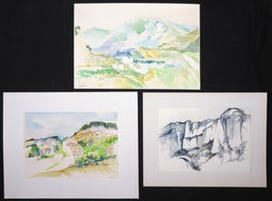 Joe Wols - Lot van drie aquarellen op papier, Landschappen kopen? Bied vanaf 1!