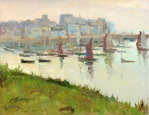 Moricz Goth - Harbour of Douarnez, France. verkocht voor € 550!