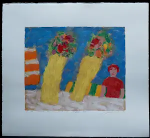 Eugène Brands - Litho: Dame met bloemenvazen - 1995 kopen? Bied vanaf 250!