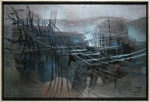 Josefina Robirosa - Olieverf op doek, Compositie donker - Ingelijst (Groot) verkocht voor € 800!