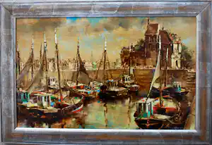 Dirk Kruizinga - Honfleur - olieverfschilderij - {Normandië, Frankrijk} verkauft für € 350!