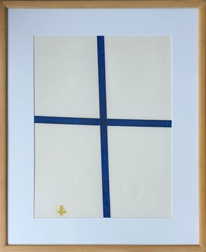JCJ Vanderheyden - Compositie met blauw kruis (1968) - Ingelijst kopen? Bied vanaf 265!