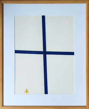 JCJ Vanderheyden - Compositie met blauw kruis (1968) - Ingelijst verkocht voor € 265!