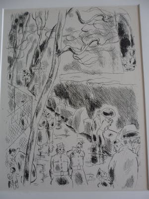 Maurice Asselin - 2 Etsen. titel, "Belleville à vol d'âme". kopen? Bied vanaf 20!