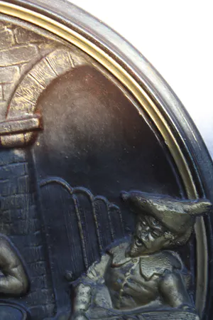 Niet of onleesbaar gesigneerd - Prachtige Vuur Vergulde Grote Zware Oude Aardewerken Plaquette (19e eeuw) kopen? Bied vanaf 1!