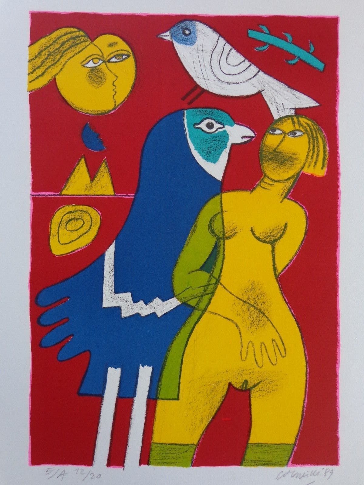Corneille - GEEL NAAKT / KLEURZEEFDRUK / 76x54cm / SIG / 1989 verkocht voor € 175!