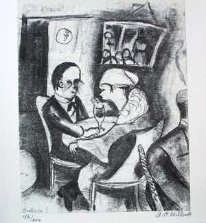 Carel Willink - litho: koppel in een bar - 1920 verkocht voor € 350!