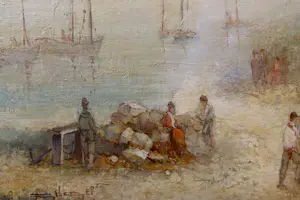 Gerrit Nijland - (ook wel Gerard) Zeegezicht - olieverf op doek kopen? Bied vanaf 150!