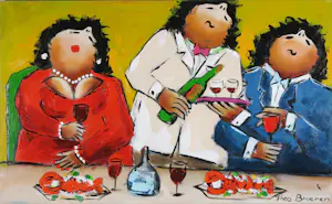 Theo Broeren - Acryl op doek, Het aperitief (Zeer groot) kaufen? Bieten Sie von 200!