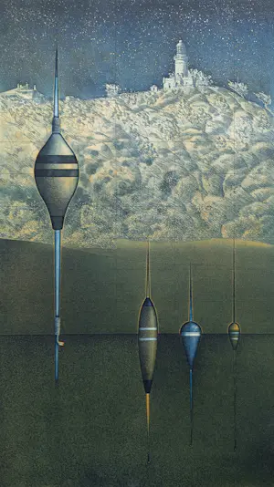 Chris van Otterloo - Dobbers in landschap met vuurtoren, aquatint ets kaufen? Bieten Sie von 75!