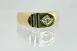 Acheter25 - massieve Retro 18 Krt bi-color gouden solitair ring met 0.05ct diamant? Enchérissez de 330!