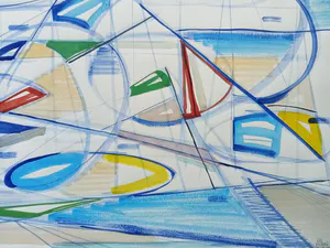 Gillis van Oosten - Abstracte compositie met boten en masten kopen? Bied vanaf 60!