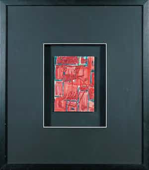 Karel Appel - Gemengde techniek op paneel, Kerstkaart - Ingelijst verkocht voor € 1!