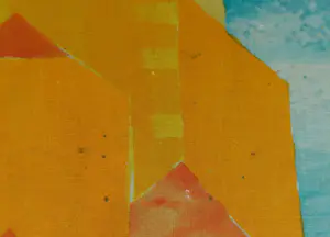 Jan van den Bergh - Monoprint op textiel, Warme stad kopen? Bied vanaf 1!