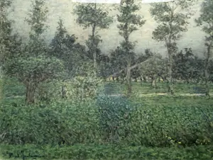 Paul Arntzenius - handgesigneerde aquarel | 'Laan met bomen' (POINTILLISTISCH WERK) kopen? Bied vanaf 600!