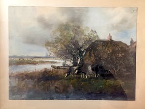 Adriaan Terhell - Hollands landschap - Aquarel, Ingelijst kopen? Bied vanaf 75!