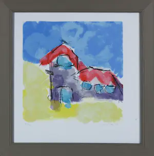 Henk van Vessem - Set van vier litho's, Huisjes - Ingelijst kopen? Bied vanaf 60!